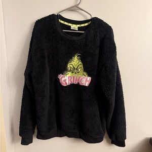 The Grinch Sherpa Fleece Pullover Sweatshirt – Black – XL